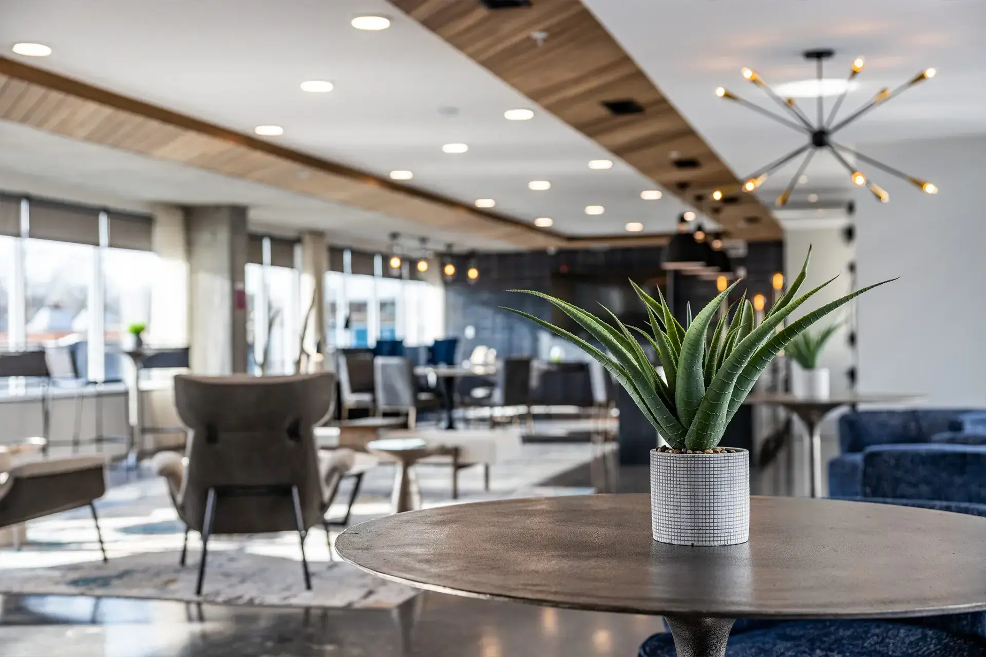Table with decor in community area at The Summit