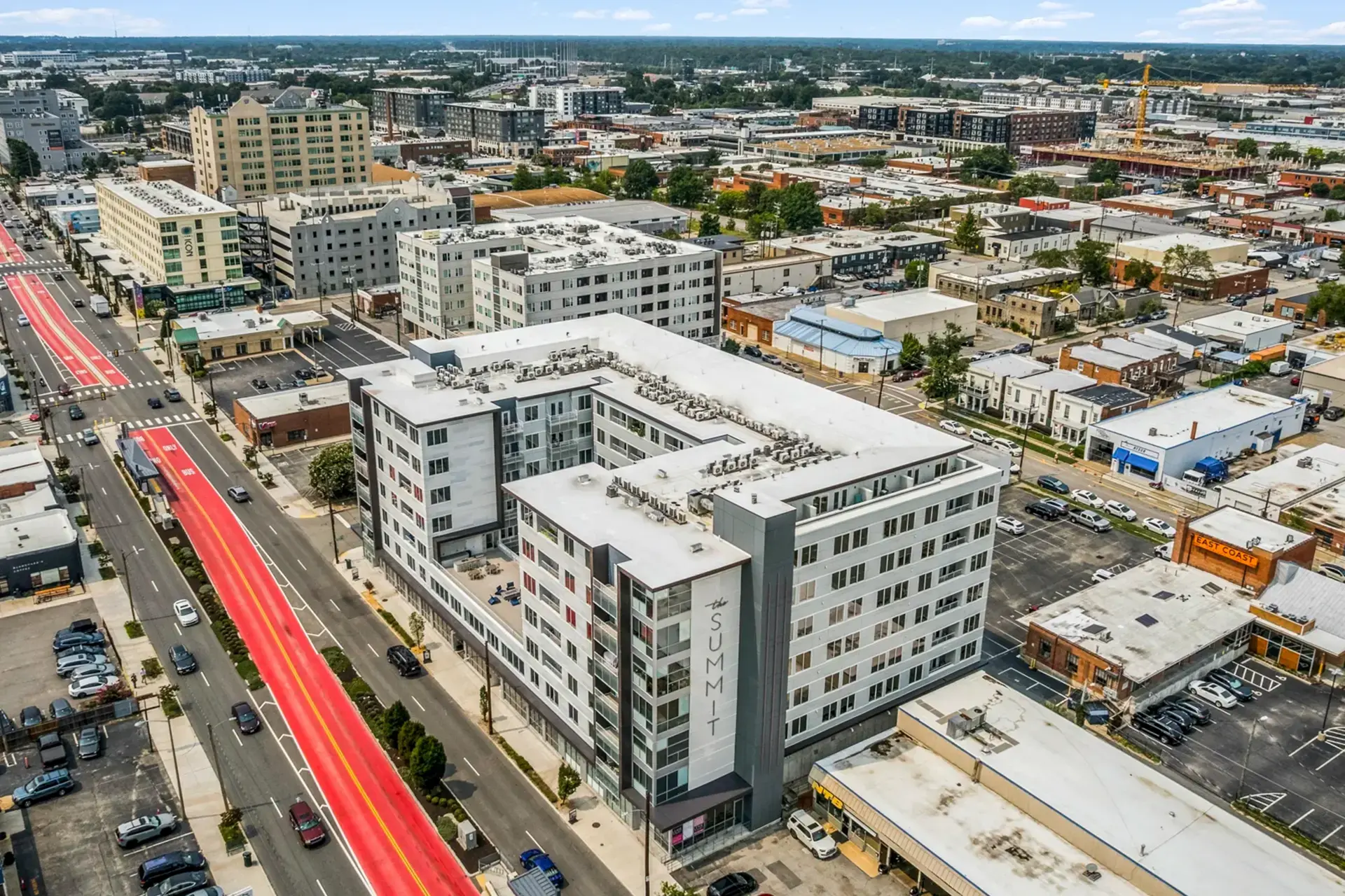 Aerial view of The Summit at Scott's Addition from the East