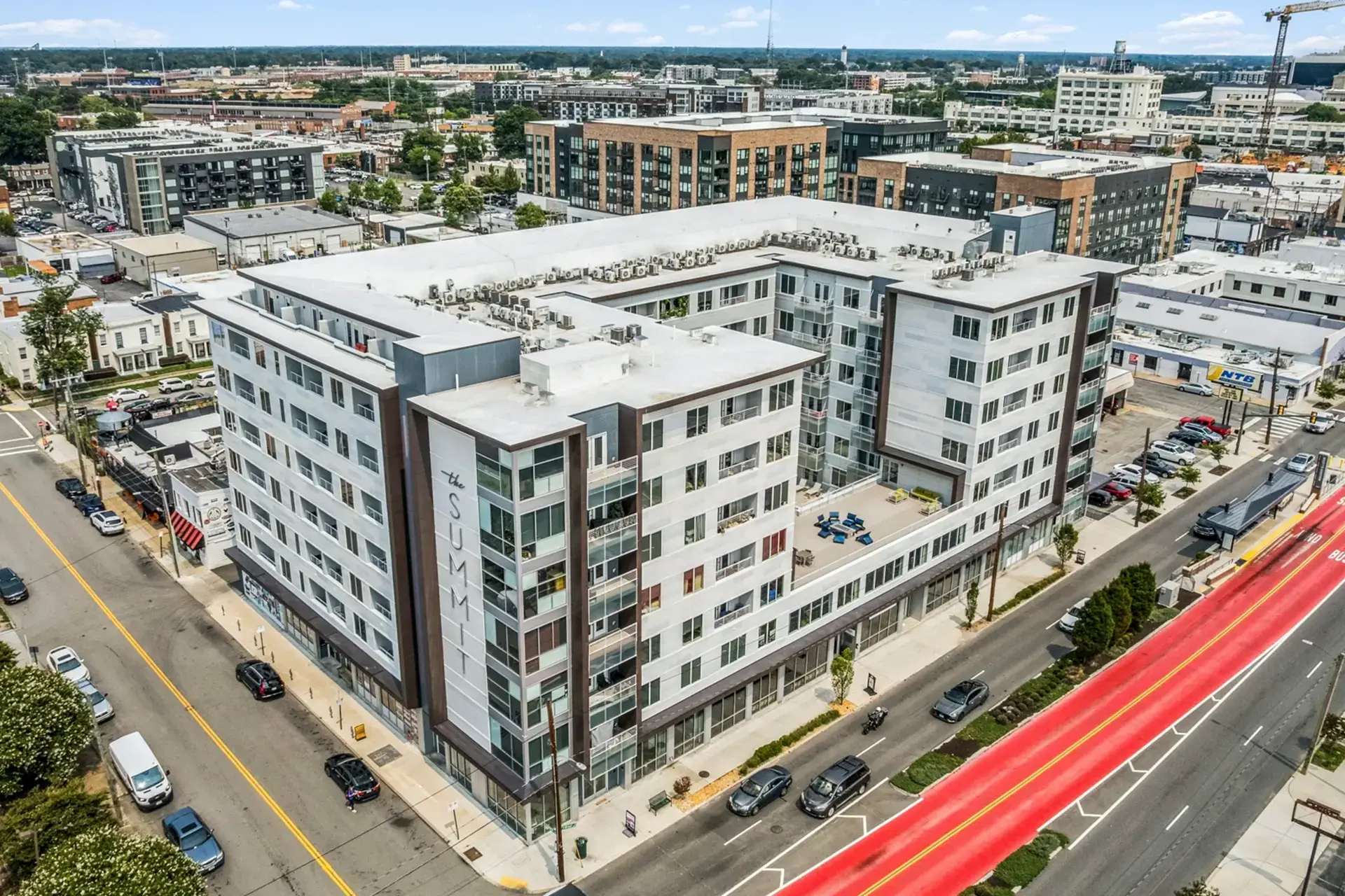 Aerial view of The Summit at Scott's Addition from the west