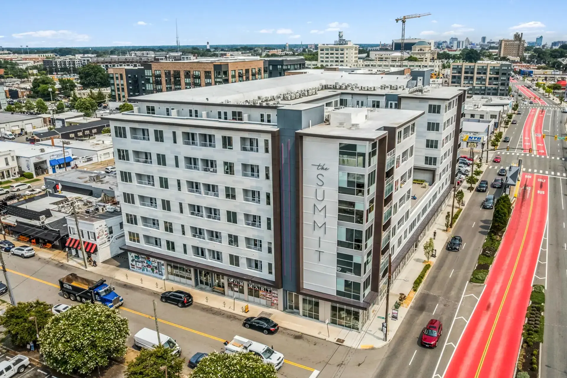 Aerial view of The Summit at Scott's Addition from Broad Street
