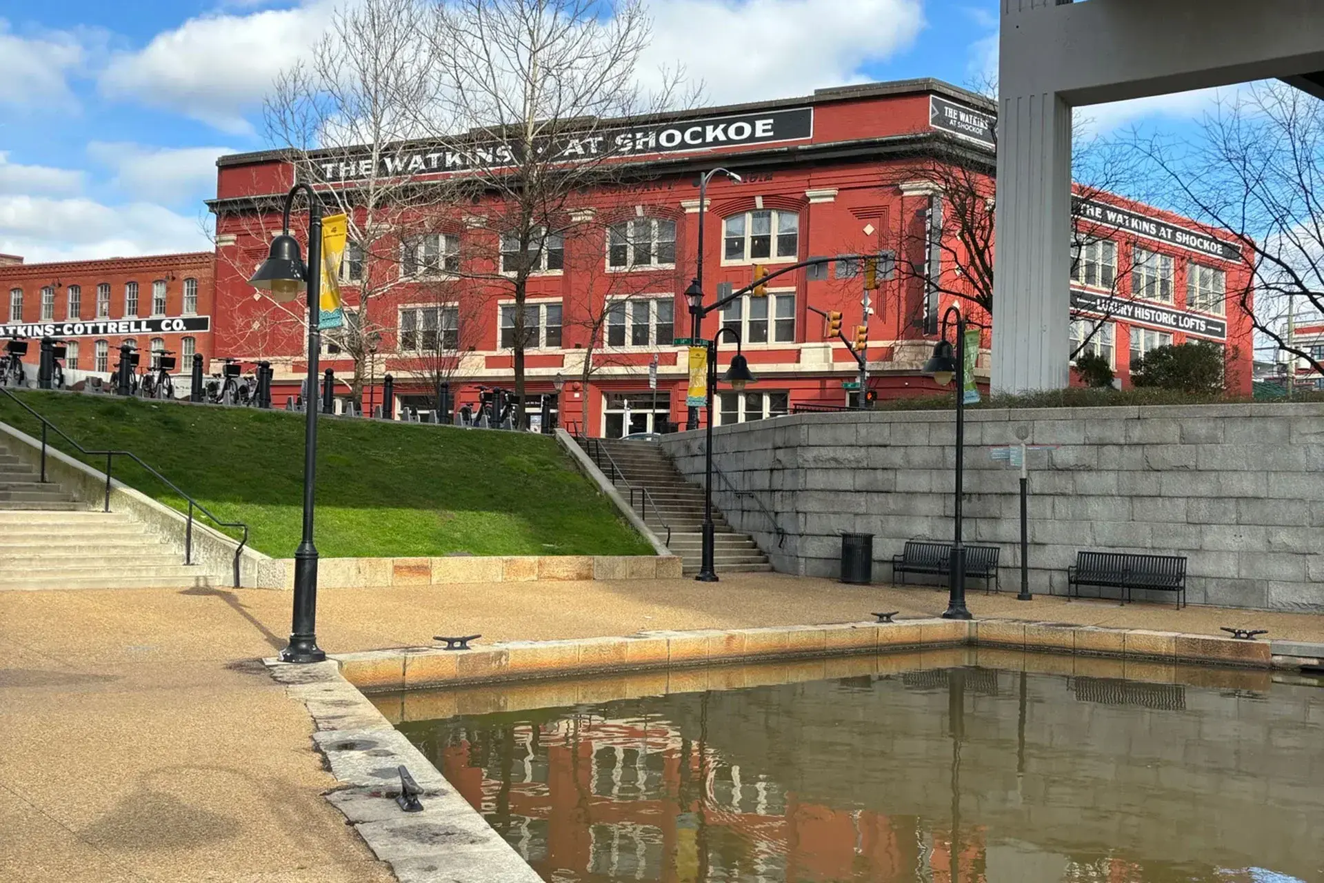 The Watkins building viewed from the canal walk